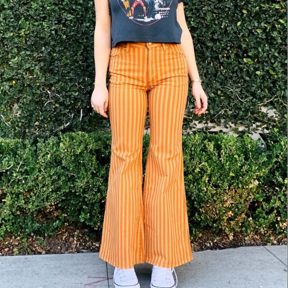 Wrangler Wanderer 622 High Rise Flare Orange Stripe Festival Jeans NWT - Picture 5 of 11
